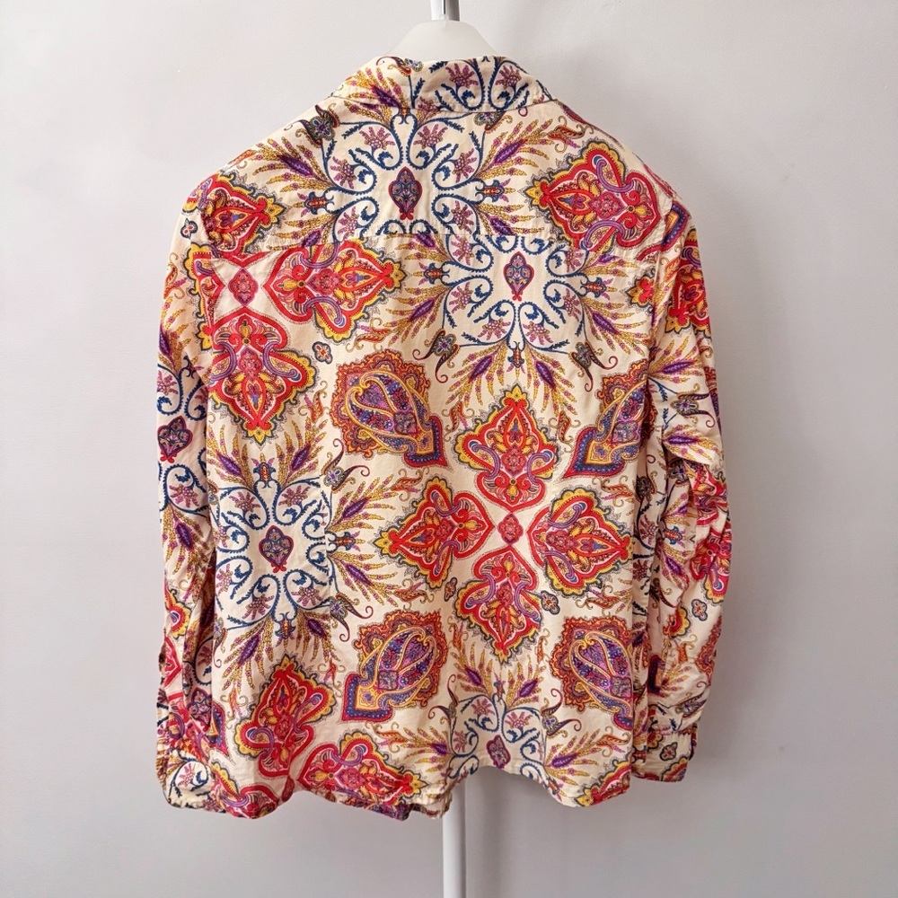 Vintage Floral Paisley Pattern Boho Festival Hippie Button Down Shirt Blouse - Picture 5 of 16